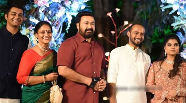 കാര്‍ത്തികയുടെ മകന്റെ വിവാഹ സല്‍ക്കാരത്തില്‍ തിളങ്ങി മോഹന്‍ലാല്‍