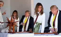 ട്രംപിന്റെ 'മഞ്ഞ' ടൈയ്ക്ക് പിന്നിലെ രഹസ്യം തേടി സോഷ്യല്‍ മീഡിയ