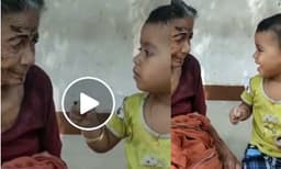 മുത്തശ്ശിയെ കണ്ണെഴുതി പൊട്ടുതൊടുവിച്ച് സുന്ദരിയാക്കുന്ന കുട്ടിക്കുറുമ്പി; ഒരു നിഷ്‌കളങ്ക വീഡിയോ