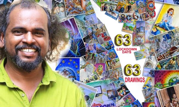 സുരേഷ് ഡാവിഞ്ചിയും അദ്ദേഹം വരച്ച 63 ചിത്രങ്ങളും