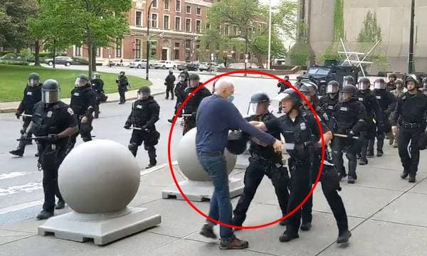 Cops Shoves Elderly Man To Ground Amid George Floyd Unrest : Sparks outrage