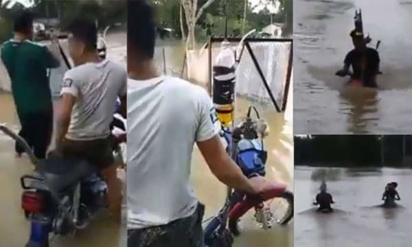 ചെറിയ മാറ്റങ്ങള്‍ വരുത്തി ഏത് വെള്ളത്തില്‍ കൂടിയും ഓടിക്കാന്‍ കഴിയുന്ന ബൈക്ക് ; വീഡിയോ 