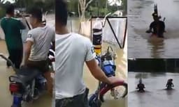 ചെറിയ മാറ്റങ്ങള്‍ വരുത്തി ഏത് വെള്ളത്തില്‍ കൂടിയും ഓടിക്കാന്‍ കഴിയുന്ന ബൈക്ക് ; വീഡിയോ 