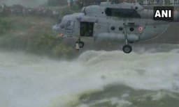 Watch : IAF rescues man stuck in heavy flow of wastewater weir in Chhattisgarh