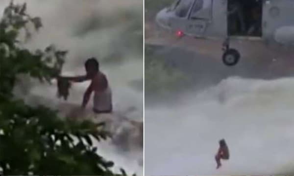 അണക്കെട്ടിനു സമീപം 16 മണിക്കൂറോളം കുടുങ്ങിക്കിടന്നു ; ഒഴുകിപ്പോകാതെ മരച്ചില്ലയില്‍ പിടിച്ചിരുന്നു ; വ്യോമസേന രക്ഷിച്ചു