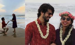 സാഗരം സാക്ഷിയാക്കി സൂര്യനെ ധ്യാനിച്ച് മോതിരം കൈമാറല്‍, പിന്നെ മാലയിടല്‍; കൊറോണക്കാലത്ത് സുന്ദരമായ വിവാഹ നിശ്ചയം 