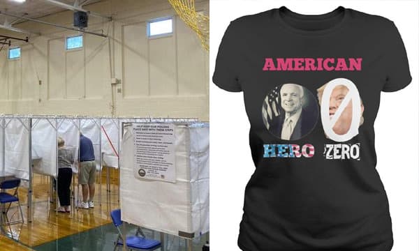 ട്രംപിനെതിരേയുള്ള വാചകം എഴുതിയ ടീഷര്‍ട്ട് പോളിംഗ് ബൂത്തില്‍ അനുവദിച്ചില്ല ; യുവതി ടോപ്പ്‌ലെസ്സായി വോട്ട് ചെയ്തു മടങ്ങി