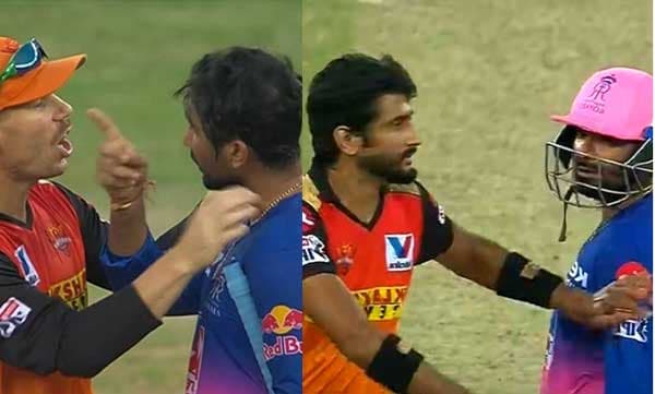 മത്സരം ആവേശത്തിലായതോടെ കളിക്കളത്തില്‍ ഉരസി തെവാത്തിയയും ഖലീല്‍ അഹമ്മദും, ഇടനിലക്കാരനായി വാര്‍ണര്‍