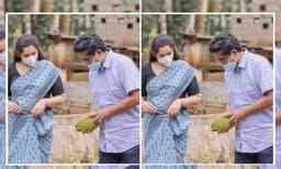 മീനയെ തേങ്ങ പൊതിക്കാൻ പഠിപ്പിച്ച് ജീത്തു ജോസഫ്: ലൊക്കേഷൻ ചിത്രം ഏറ്റെടുത്ത് ആരാധകർ