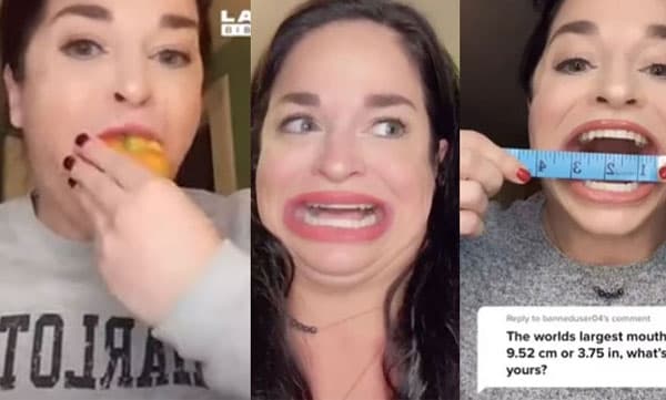 ഒരു ആപ്പിള്‍ മുഴുവന്‍ കേറും; ഏറ്റവും വലിയ വായയുള്ള യുവതി, തെളിവിനുള്ള വീഡിയോ വൈറല്‍