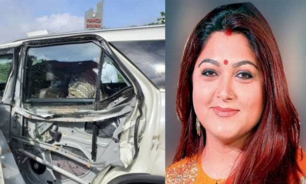 Actress Khusbu Sundar Meets With Car Accident