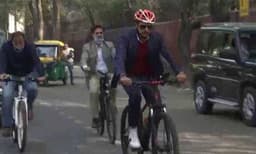 Robert Vadra bicycles to office in protest against rising petrol, diesel prices