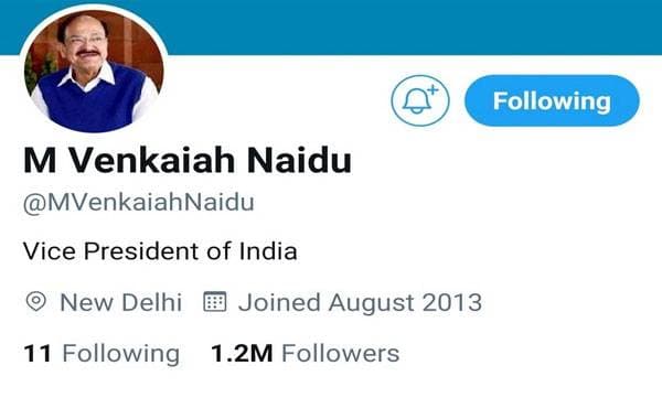Twitter Drops Blue Tick From M Venkaiah Naidu's Personal Handle