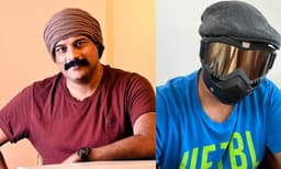 പ്രിയ സുഹൃത്ത് സമ്മാനമായി നല്‍കിയ ത്രീ-ഇന്‍-വണ്‍ വൈസര്‍ മാസ്ക് ധരിച്ച് മുരളി ഗോപി