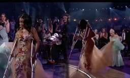 ​ഊന്നുവടിയുമായെത്തിയ ​ഗായികയുടെ വസ്ത്രം ശരിയാക്കി സ്റ്റേജിലേക്ക് കയറാൻ സഹായിച്ച് ലേഡി ​ഗാ​ഗ; വൈറല്‍