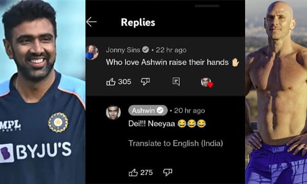 R Aswin comment for Johnny Sins Reply