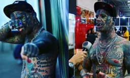 ശരീരത്തില്‍ 1500 ലധികം ടാറ്റൂകള്‍;  കൂടാതെ സര്‍ജറിയിലൂടെ കൈകള്‍ പിളര്‍ത്തി യുവാവ്