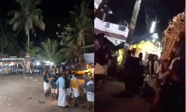 ഉത്സവത്തിനിടെ തെച്ചികോട്ട് രാമചന്ദ്രന്‍ ഇടഞ്ഞു ; ഒന്നാം പാപ്പാന് ഗുരുതര പരിക്ക്