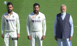 അഹമ്മദാബാദ് ടെസ്റ്റ് ; ടീമുകള്‍ക്കൊപ്പം നരേന്ദ്ര മോദിയും ഓസീസ് പ്രധാനമന്ത്രി ആന്റെണി അല്‍ബനീസും.