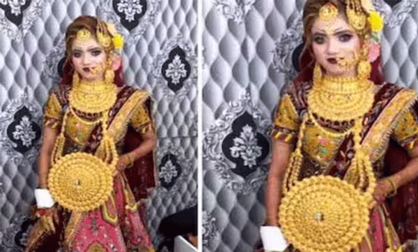 പെണ്‍കുട്ടിയുടെ സൗന്ദര്യമോ,  ലെഹങ്കയുടെ ഭംഗിയോ ഒന്നുമല്ല ; വൈറലായത് യുവതിയുടെ ആഭരണങ്ങള്‍