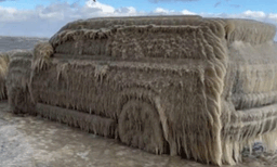 ചാര നിറമാര്‍ന്ന ഐസ് പാളികളാല്‍ മൂടപ്പെട്ട് കാറുകള്‍ ; ന്യൂയോര്‍ക്കില്‍ കാലാവസ്ഥ വ്യതിയാനം  തീര്‍ത്ത കരവിരുത് 