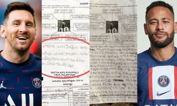 മെസ്സിയുടെ ജീവചരിത്രം എഴുതണമെന്ന് ചോദ്യപേപ്പര്‍: 'ഞാന്‍ എഴുതൂല്ല, ഞാന്‍ നെയ്മര്‍ ഫാനാണ്' എന്ന് കുട്ടി: വൈറലായി പരീക്ഷാ പേപ്പര്‍