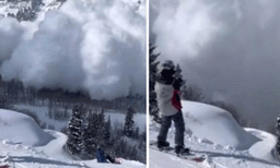 വീഡിയോ ചിത്രീകരണത്തിനിടെ ക്യാമറമാനെയും സുഹൃത്തുക്കളെയും മഞ്ഞ് മൂടി ; വൈറല്‍ വീഡിയോ