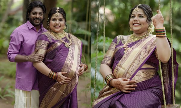 Sneha and Sreekumar on Valakkappu Ceremony (Image Source: Instagram)