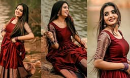 'കുടമുല്ലക്കടവില്‍ ഈ പുഴയരികില്‍'; പട്ടുപാവാടയില്‍ തിളങ്ങി രേഷ്മ നന്ദു 
