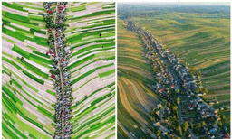 നീളുന്ന തെരുവ്, ഇരുവശങ്ങളിലുമായി വീടുകള്‍ ; വൈറലായി ഒരു ഗ്രാമത്തിന്റെ ആകാശദൃശൃം