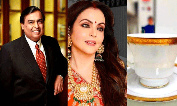 പ്ലാറ്റിനവും സ്വര്‍ണ്ണവും പൂശിയ ചായക്കപ്പ്; ശ്രദ്ധേയമായി നിത അംബാനിയുടെ ആഡംബര ജീവിതം