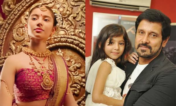 Sara Arjun with Vikram (Image Source: Twitter)