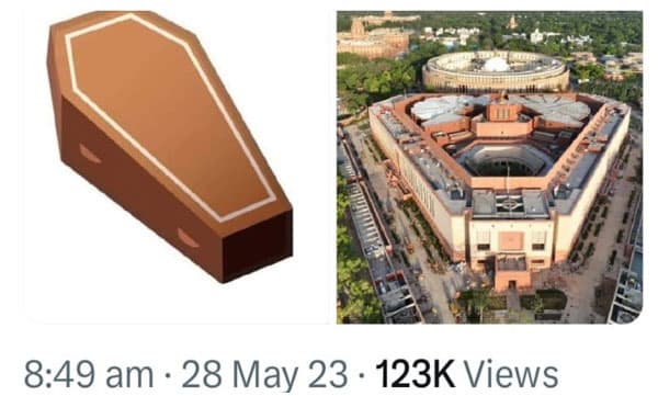 പാര്‍ലമെന്റ് മന്ദിരത്തിന്റെ ചിത്രത്തിനൊപ്പം ശവപ്പെട്ടിയുടെ ചിത്രം ഉള്‍പ്പെടുത്തി ആര്‍ജെഡിയുടെ ട്വീറ്റ് വിവാദമാകുന്നു
