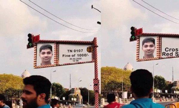 ട്രാഫിക് സിഗ്നൽ  ലംഘിച്ചാല്‍  സൈൻബോർഡിൽ​  ആളുടെ ചിത്രവും പേരും  ​തെളിയും 
