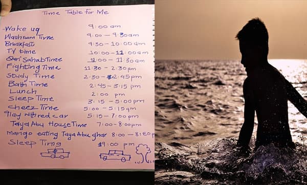 സോഷ്യല്‍മീഡിയയെ ചിരിപ്പിച്ച് ആറുവയസുകാരന്റെ ടൈംടേബിള്‍, പഠിക്കാന്‍ 15 മിനിറ്റ്, വഴക്കടിക്കാന്‍ മൂന്ന് മണിക്കൂര്‍, മാങ്ങ കഴിയ്ക്കാന്‍ അര മണിക്കൂര്‍

