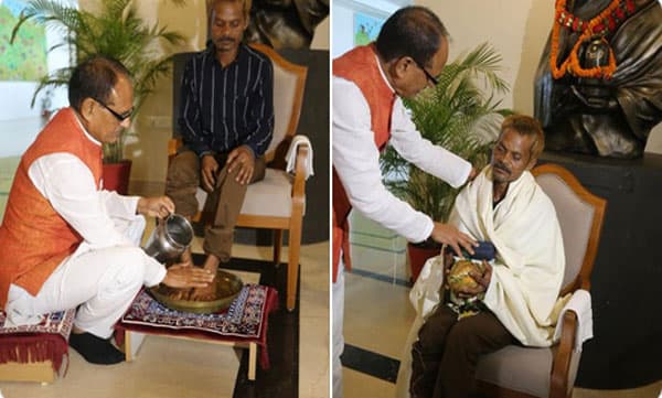 'ഞാന് ക്ഷമ ചോദിക്കുന്നു'; മുഖത്ത് മൂത്രമൊഴിച്ച ആദിവാസി യുവാവിന്റെ കാലുകഴുകി മധ്യപ്രദേശ് മുഖ്യമന്ത്രി
