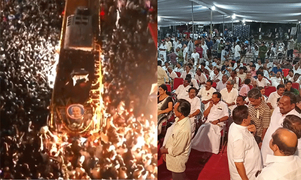 ഉറങ്ങാതെ കോട്ടയവും തിരുനക്കരയും ; ഉമ്മന്‍ചാണ്ടി തിരുനക്കരയിലേക്ക് ; ലക്ഷങ്ങളുടെ ആദരമേറ്റുവാങ്ങി വിലാപയാത്ര