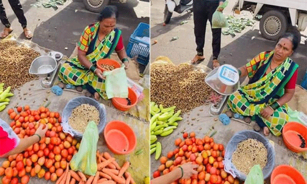 കൊള്ളാല്ലോ ഈ ഐഡിയ: പച്ചക്കറി വില്‍ക്കുന്ന ചേച്ചി പണം വാങ്ങുന്നതിങ്ങനെ : രസകരമായ വീഡിയോ വൈറല്‍ 
