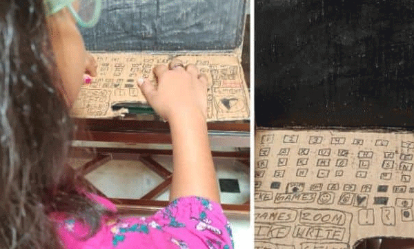 ചോദിച്ചപ്പോള്‍ ലാപ്ടോപ്പ് കൊടുത്തില്ല;  സ്വന്തമായി  ലാപ്ടോപ്പ്   നിര്‍മ്മിച്ച്  പെണ്‍കുട്ടി