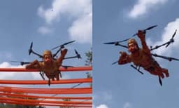 ദസറ ആഘോഷത്തിനിടെ ഹനുമാന്‍ രൂപത്തില്‍ ഡ്രോണ്‍: വൈറലായി ദൃശ്യങ്ങള്‍ 
