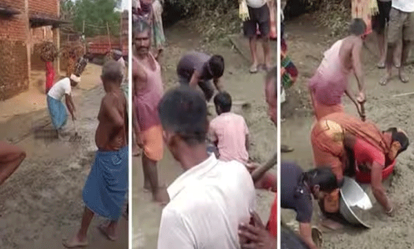 മൂന്ന് കിലോമീറ്റർ നീളത്തിൽ ഭാഗികമായി നിർമിച്ച  റോഡ് മോഷ്ടിച്ച്   ഗ്രാമവാസികള്‍