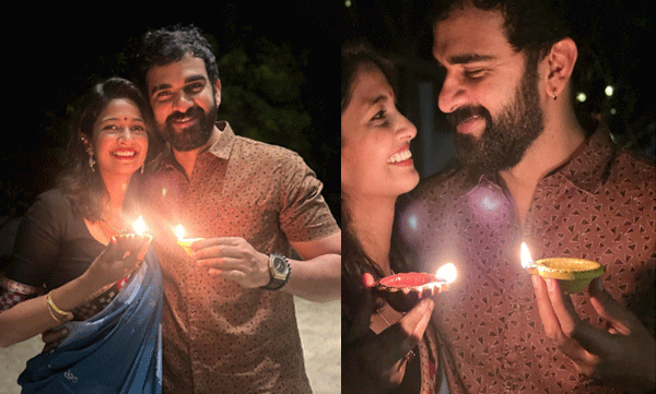ഒന്നായതിന് ശേഷമുളള ആദ്യത്തെ ആഘോഷം; ദീപാവലി കളറാക്കി അശോക് സെല്‍വനും കീര്‍ത്തി പാണ്ഡ്യനും 
