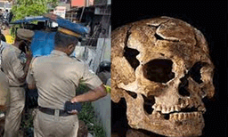 ഒരു വര്‍ഷമായി അടച്ചിട്ട കടമുറിയില്‍  തലയോട്ടിയും കൈയുടെ ഭാഗങ്ങളും