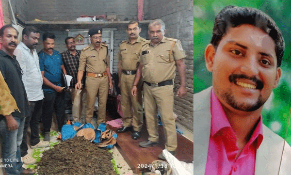 പിടിച്ചെടുത്ത കഞ്ചാവുമായി എക്സൈസ് സംഘം, പ്രതി റിക്‌സന്‍
