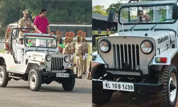 റിപ്പബ്ലിക് ദിന പരേഡിൽ പൊതുമരാമത്ത് മന്ത്രി മുഹമ്മദ് റിയാസ് അഭിവാദ്യം സ്വീകരിച്ചത് കരാറുകാരന്റെ വാഹനത്തിൽ