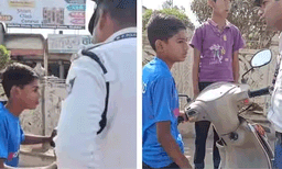 
ഇതൊക്കെയെന്ത്...: വാഹനമോടിച്ചതിന് പോലീസ് പിടിച്ചു, കൂളായി മറുപടി നല്‍കി 13 കാരന്‍ 
