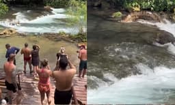 പുഴയില്‍ നീന്താനിറങ്ങിയ സഞ്ചാരികള്‍ കണ്ടത് കൂറ്റന്‍ അനക്കൊണ്ടയെ: ഞെട്ടിക്കുന്ന ദൃശ്യങ്ങള്‍ പുറത്ത് 
