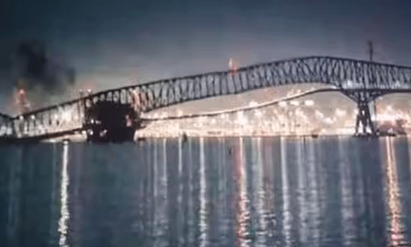 അമേരിക്കയില്‍  കപ്പൽ അപകടം ബാൾട്ടിമോറിലെ പഴയ പാലം തകർന്നു