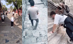 മുട്ടുകള്‍ കൂട്ടിയിടിക്കാതെ കയറനാകില്ല ഈ പടികള്‍: വൈറലായി ചൈനയിലെ തായ്ഷാന്‍ പര്‍വ്വതം