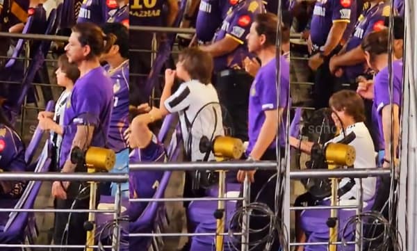 Shah Rukh Khan and Abram cheering for his IPL (Image Source: Twitter)